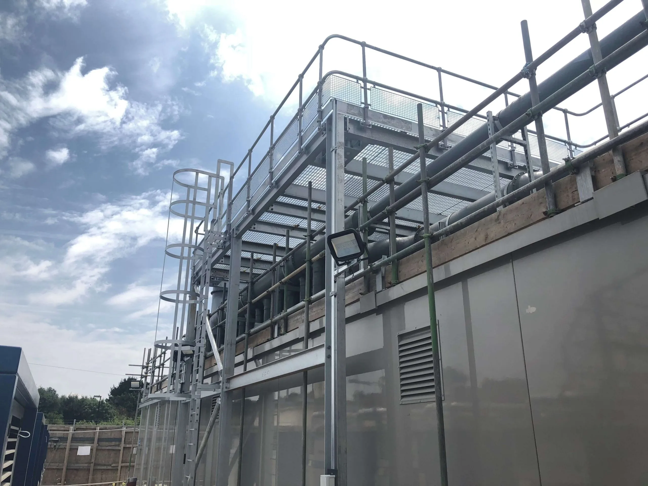 Cat ladder roof access system fabricated by Woodhams