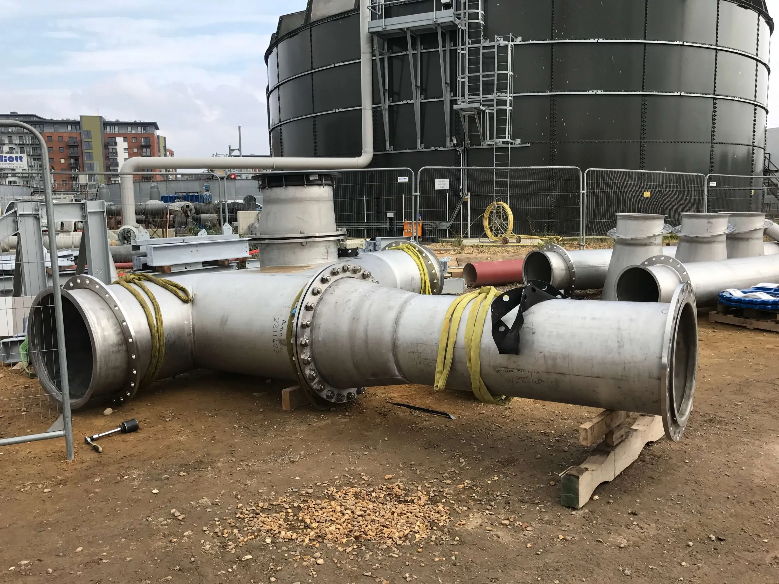 Industrial process pipework installed by Woodhams at Woolston STW