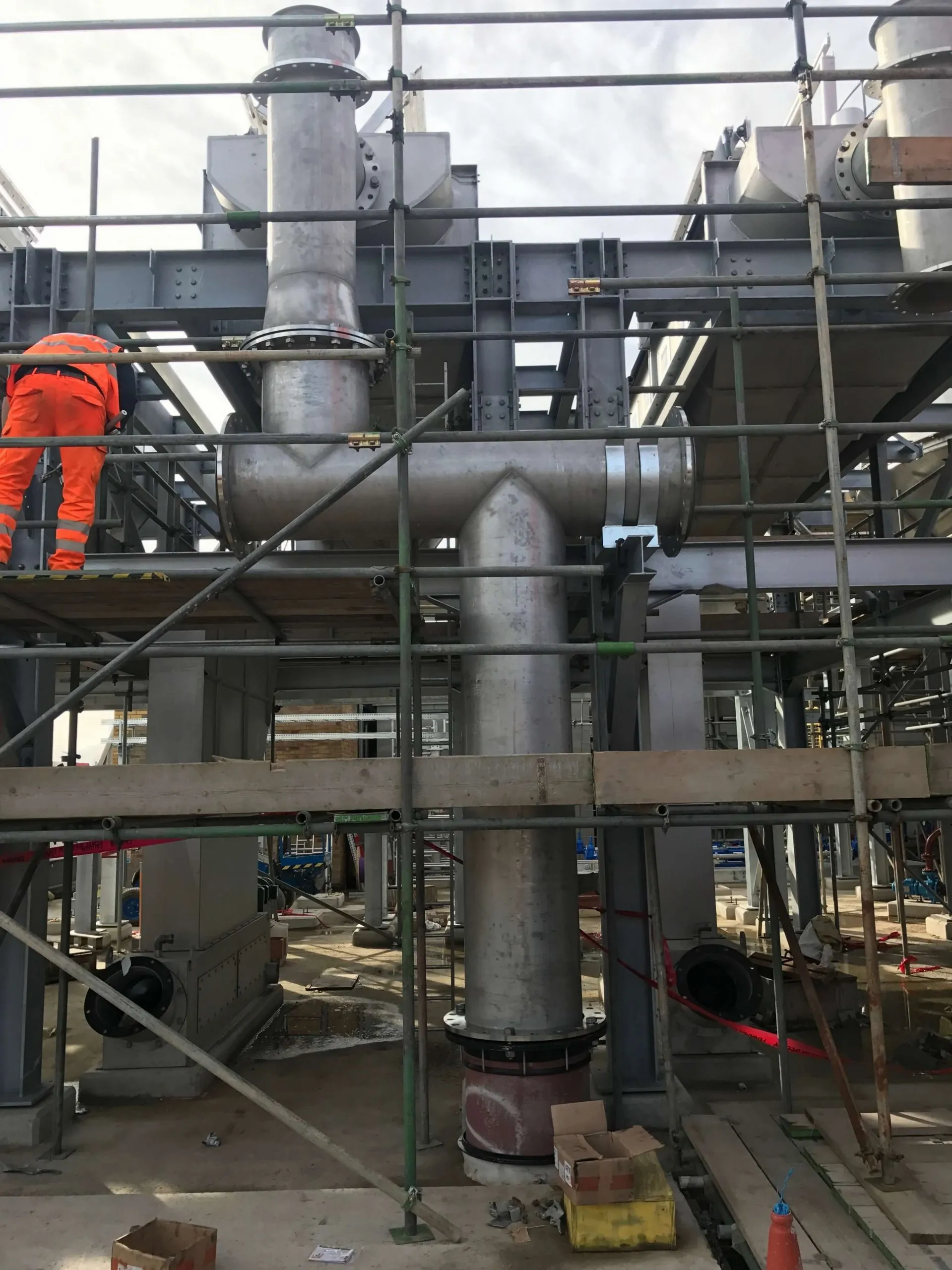 Pipework and structural steelwork on a mechanical engineering project