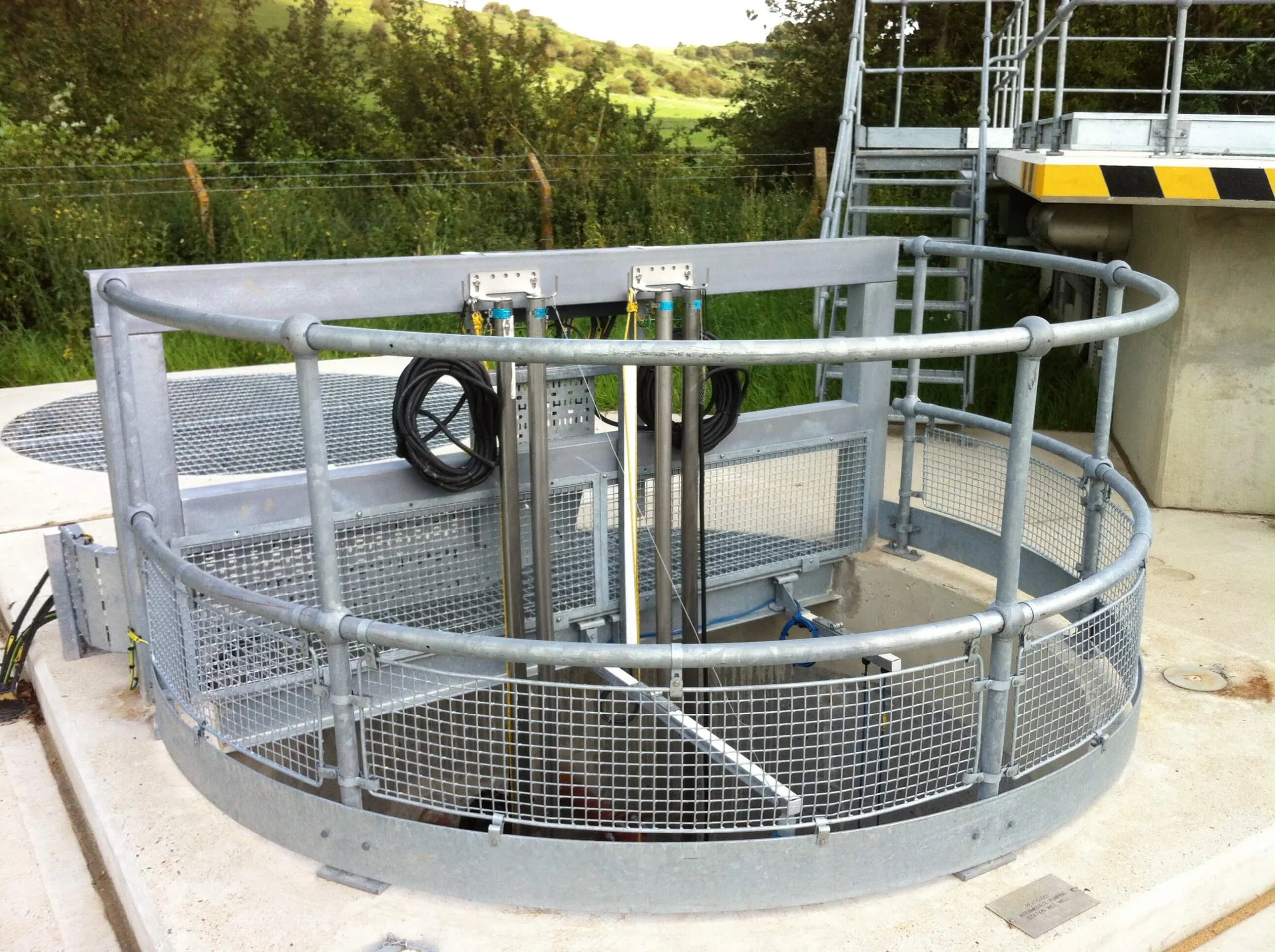 Steel handrail installation at a water treatment works