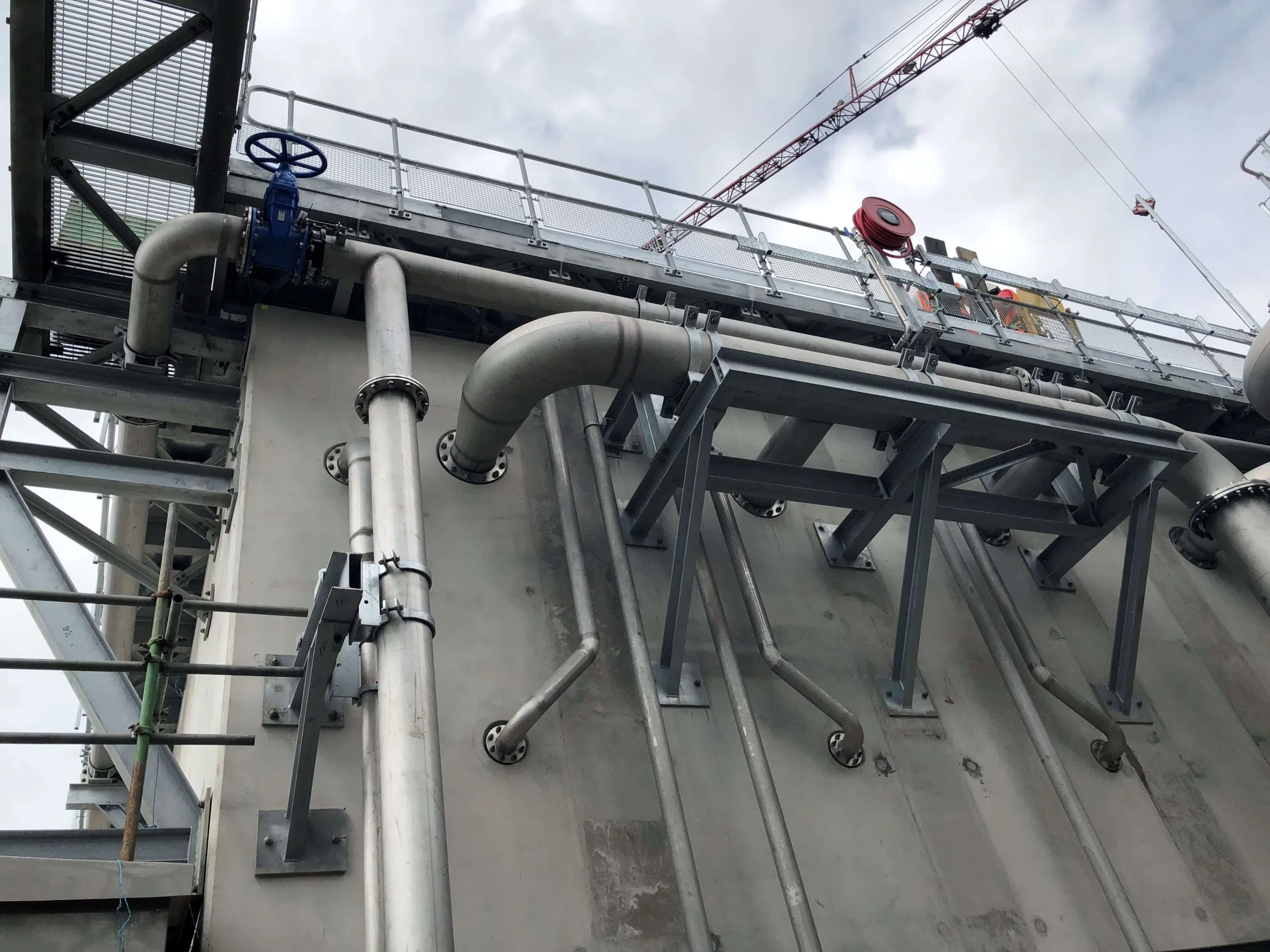 Steel process pipework at Woolston STW, Southampton