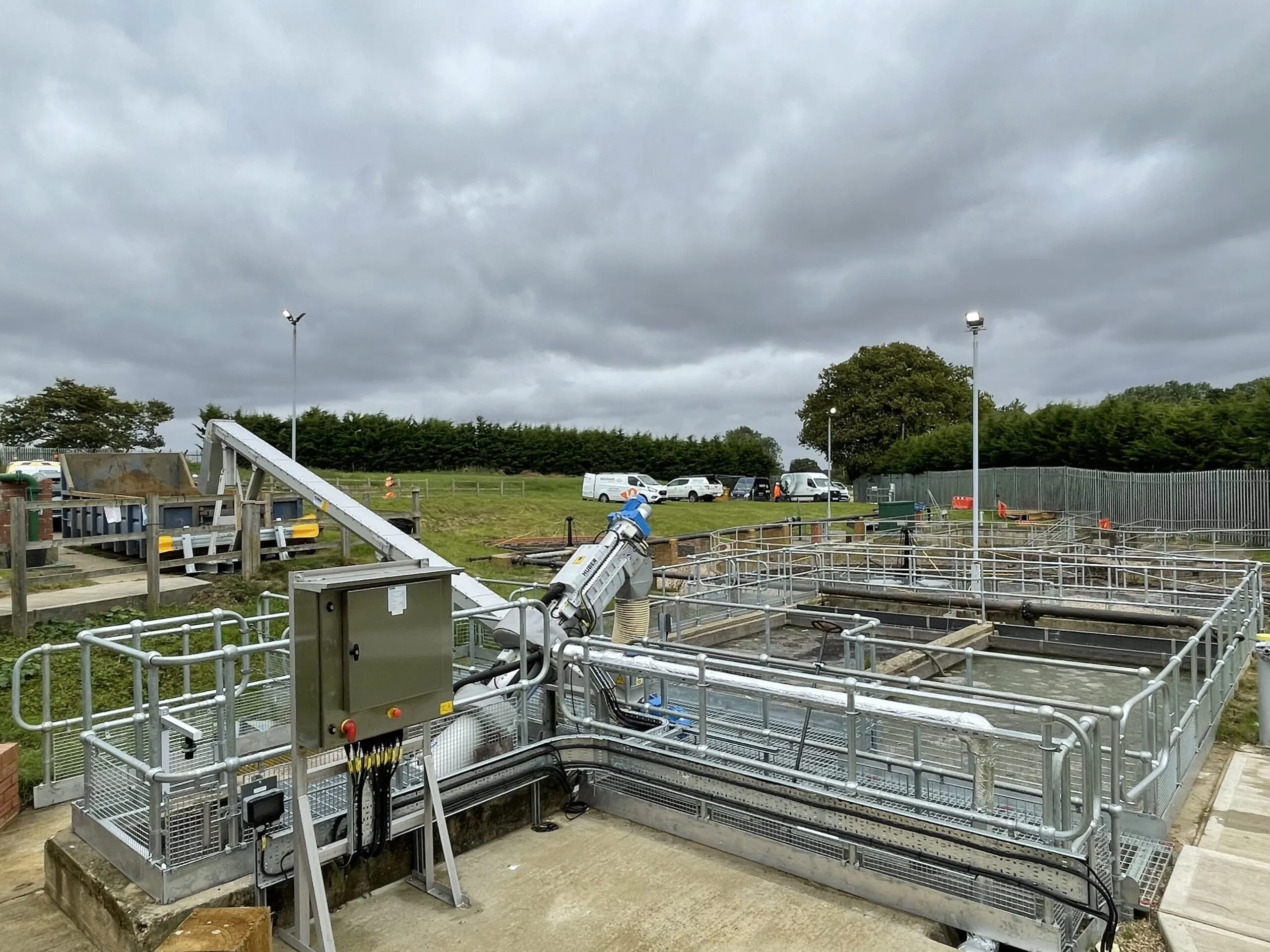 Steel access walkway and screen installed at a treatment works
