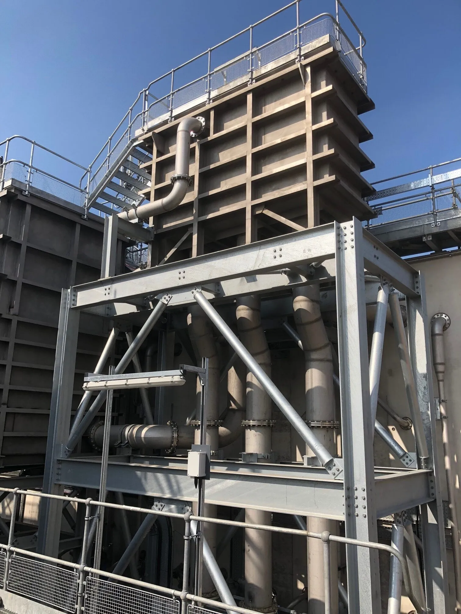 Structural steelwork and pipework at the primary works