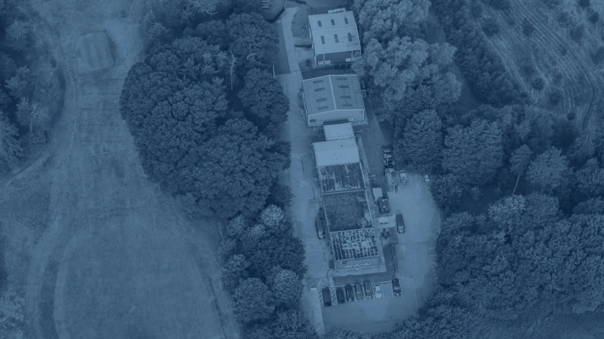 Aerial view of Woodhams Business Park, Rotherwick, Hook – Woodhams Group head office and fabrication workshop