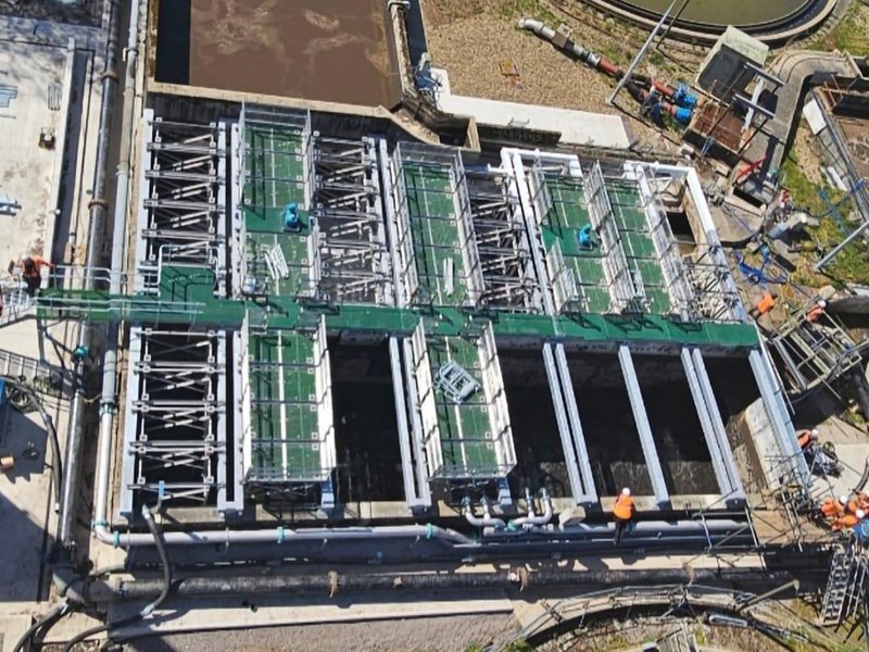 Aerial view of the IFAS installation at Holdenhurst Water Recycling Centre